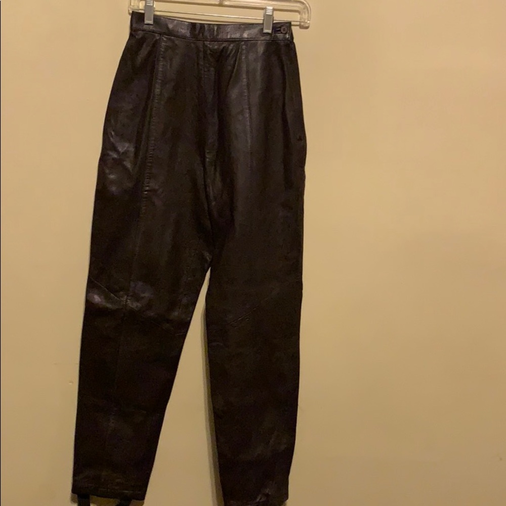 Genuine 100% leather high waist trousers